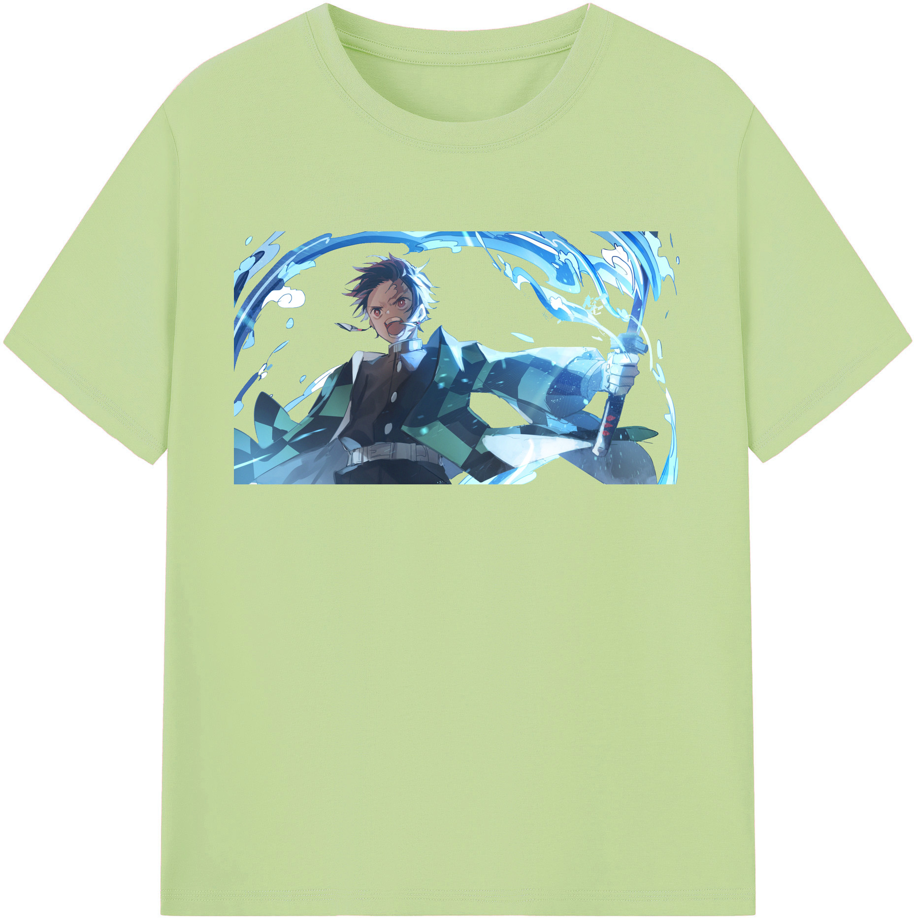 （画像用） 鬼滅の刃 竈門 炭治郎／かまど たんじろう Kamado Tanjirou 綿100％半袖Tシャツ（フロントプリント）